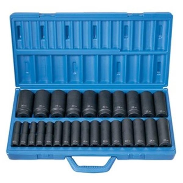 Grey Pneumatic Grey Pneumatic GY1326MD 1/2 Inch Drive 26 Pieces Deep Length Metric Master Set GY1326MD